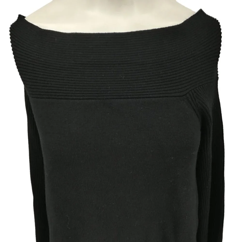 By Anthropologie Black Long Sleeve Boat Neck Tunic Sweater Size S Bell Sleeve - Picture 12 of 14